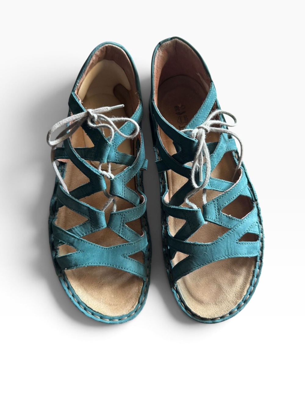 Naot Teal Lace-Up Gladiator Sandals